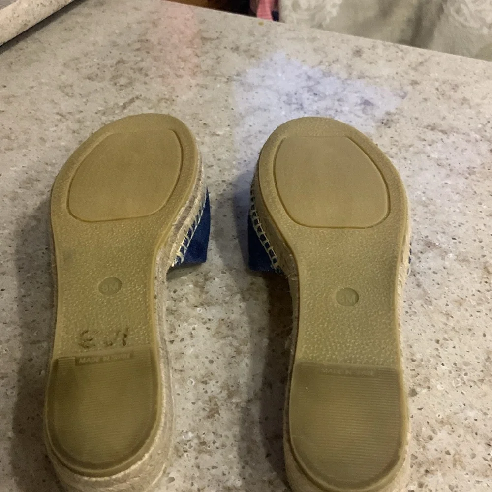 NWOT Veronica Beard Apa buckled denim espadrille slides Size 8
